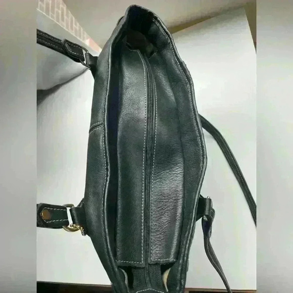 TANNERS CREEK LEATHER DESIGNS Black And Brown Purse Genuine Soft Pebbled Leather - Picture 5 of 14